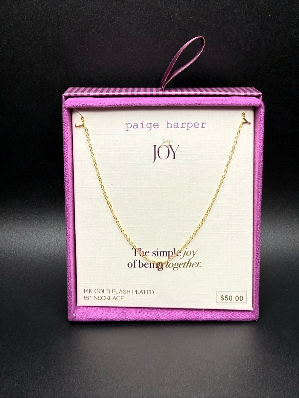 Paige Harper 14k Gold Plated Chain Necklace JOY - Pink Gift Box